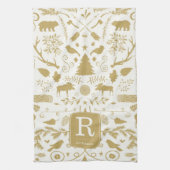 Monogram Woodland Holiday Keuken Handdoek (Verticaal)