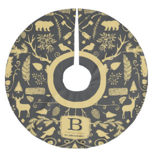 Monogram Woodland Holiday Tree Skirt Kerstboom Rok