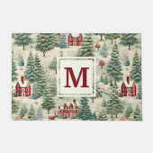 Monogram Woodland rustieke land kerst schattig Deurmat (Voorkant)