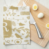 Monogram Woodland Vacances Serviette de cuisine (Quart Plié)