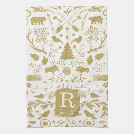 Monogram Woodland Vacances Serviette de cuisine (Vertical)