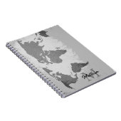 Monogram World Map Traveler Name Gift Favor Notitieboek (Rechterzijde)