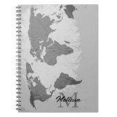 Monogram World Map Traveler Name Gift Favor Notitieboek (Voorkant)