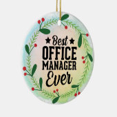 Monogram World's Best Office Manager Keramisch Ornament (Rechts)