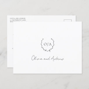 Monogram Wreath Crest Elegant Wedding Bedankt Briefkaart