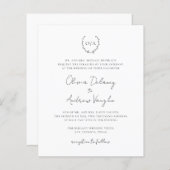 Monogram Wreath Elegant Budget Wedding Uitnodiging (Voorkant / Achterkant)