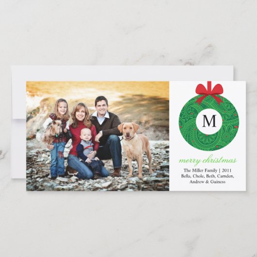 Monogram Wreath Feestdagenkaart (Voorkant)