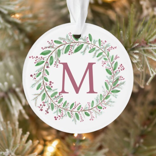 Monogram Wreath Kerstversier Ornament (Boom)
