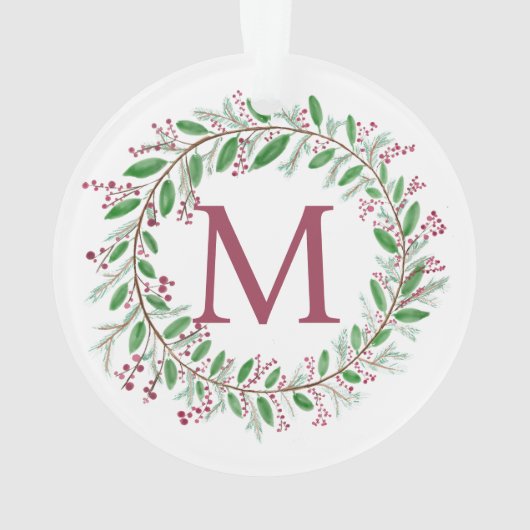 Monogram Wreath Kerstversier Ornament (achterkant)