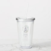 Monogram Wreath Navy Anchor Beach Wedding Acryl Drinkbeker (Achterkant)