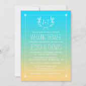 Monogram Wreath Ombre Beach Wedding Shower Kaart (Voorkant)