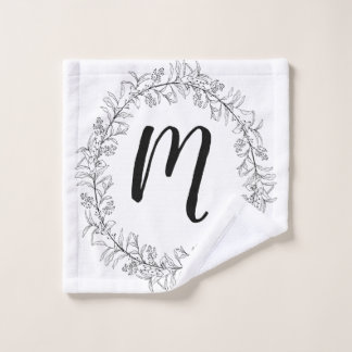 Monogram Wreath Personaliseren Washandje