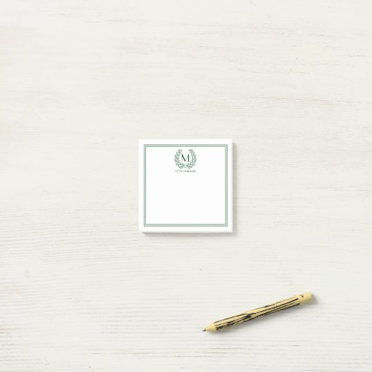 Monogram Wreath Post-it® Notes (Op bureau)