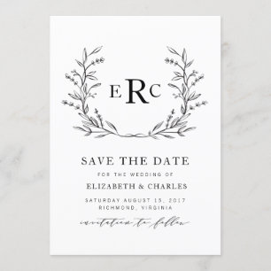 Monogram Wreath sparen de Datum Save The Date