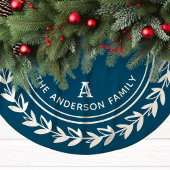 Monogram Wreath Striped Modern Navy Kerstmis Kerstboom Rok