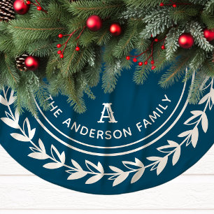 Monogram Wreath Striped Modern Navy Kerstmis Kerstboom Rok