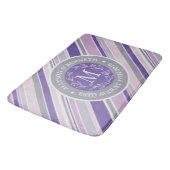 Monogram Wreath Trendy Stripes Paarse Laurel Leaf Badmat (Gekanteld)
