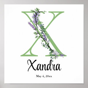 Monogram X Lavendel Eucalyptus Poster kinderkamer