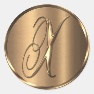 Monogram X NONMETALLIC Bronze Envelope Seal Ronde Sticker