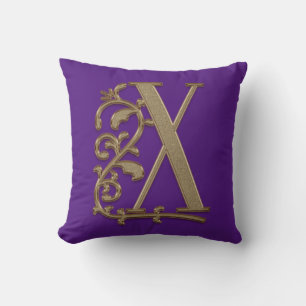 Monogram X Royal Paars Huwelijk Verjaardag Cadeau Kussen