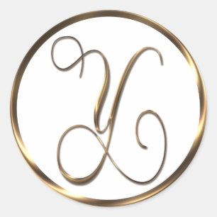 Monogram Y Faux Bronze Ronde Sticker