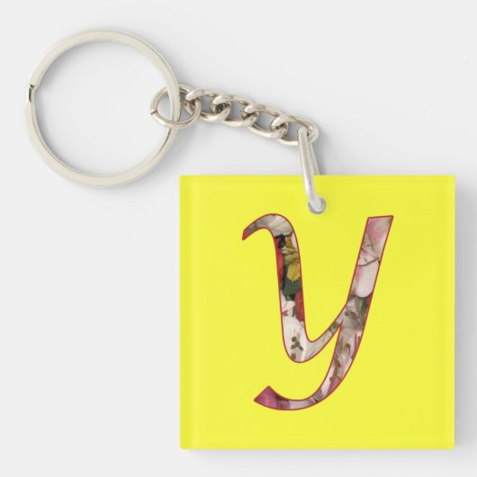 Monogram Y Floral Design Sleutelhanger (voorkant)