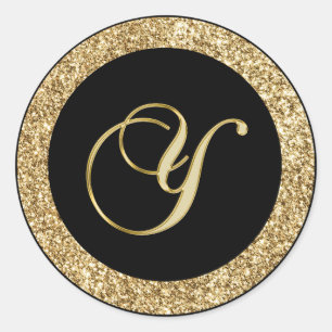 Monogram Y gouden script Ronde Sticker