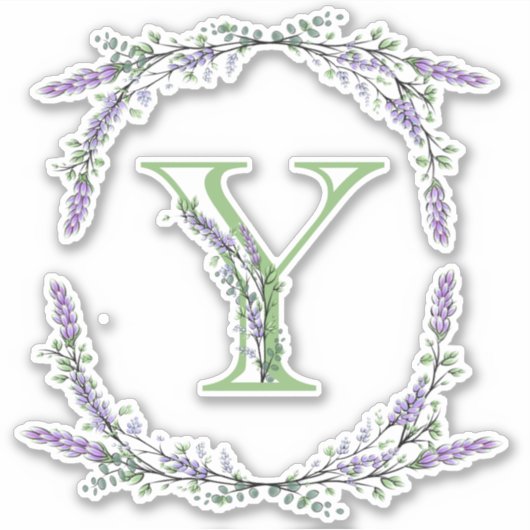 Monogram Y Lavender Eucalyptus Sticker (Voorkant)