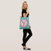 Monogram Y Letter met Peony Flower Afbeelding Canv Draagtas (Op model)
