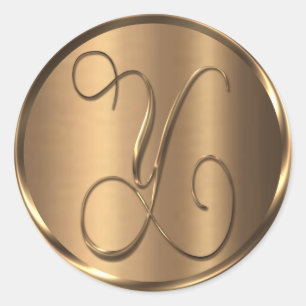 Monogram Y NONMETALLIC Bronze Envelope Seal Ronde Sticker