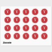 Monogram Y Red White Custom Weddenschap Monogramme Ronde Sticker (Vel)