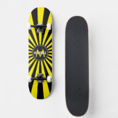 Monogram Yellow Funky Sun Rays Pattern Skateboard (Voorkant)
