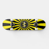 Monogram Yellow Funky Sun Rays Pattern Skateboard (Horizontaal)
