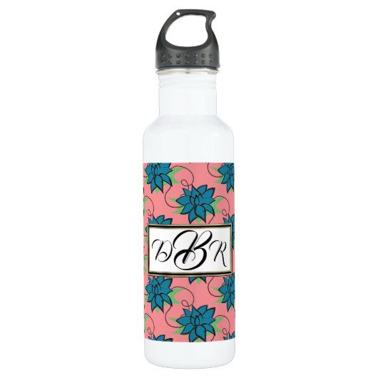 Monogram Yoga Blue Lotus Flower Waterfles (Voorkant)