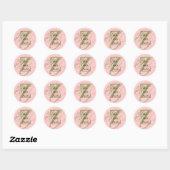 Monogram Z en Namen Roze Sticker (Vel)