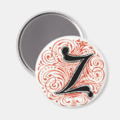 Monogram 'Z' in rood - Magnet Magneet (Voorkant / Achterkant)