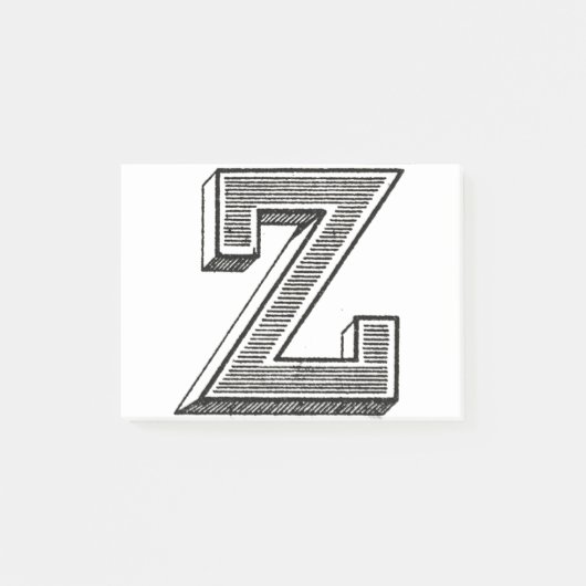 Monogram Z, Letter Z, Alphabet z, Zwart-wit Post-it® Notes (Voorkant)