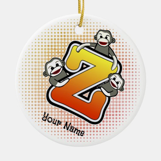 Monogram Z Sock Monkey Keramisch Ornament (Voorkant)
