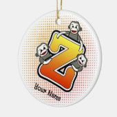 Monogram Z Sock Monkey Keramisch Ornament (Links)
