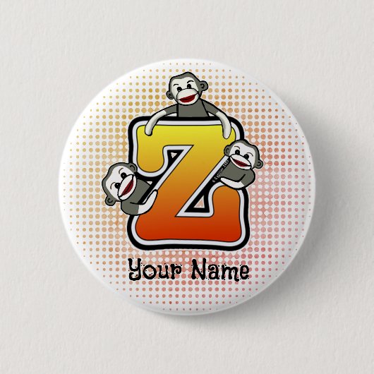 Monogram Z Sock Monkey Ronde Button 5,7 Cm (Voorkant)