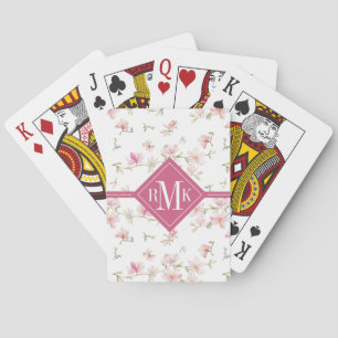 Monogram   Zacht roze Waterverf ventilator Pokerkaarten