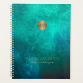 Monogram zakelijke professionele waterverf groen planner (Voorkant)