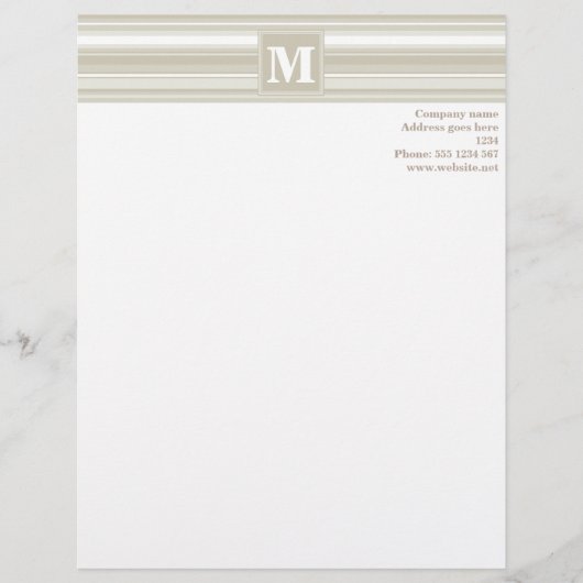 Monogram zandsteen strepen briefhoofd sjabloon (Voorkant)