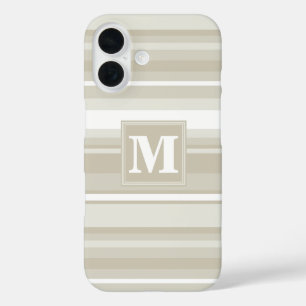 Monogram zandsteen strepen iPhone 16 hoesje