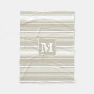 Monogram zandsteen strepen fleece deken
