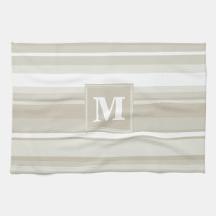 Monogram zandsteen strepen theedoek