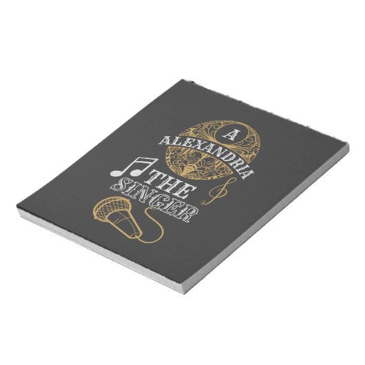  monogram zanger grappige muziekmicrofoon notitieblok (Gedraaid)
