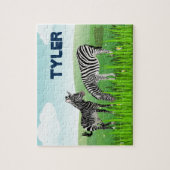 Monogram Zebra Dieren Legpuzzel voor Kinderen (Verticaal)