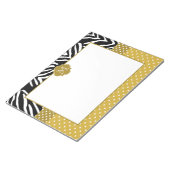 Monogram Zebra met Gold Polka Dot Pattern Notitieblok (Schuin)