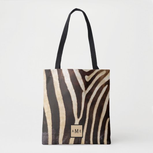 Monogram Zebra met laag oppervlak afdrukken Canvas Draagtas (Voorkant)